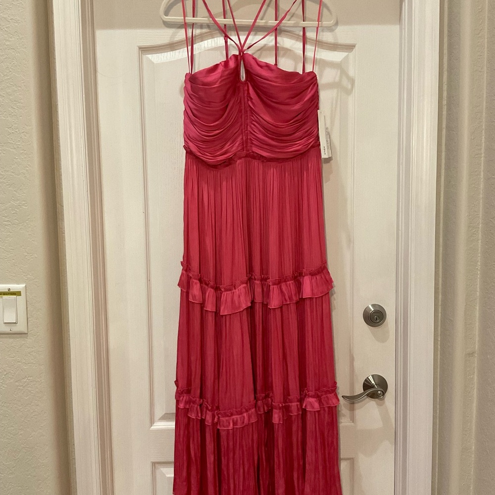 NWT XL Aqua Vibrant Pink Pleated Dress